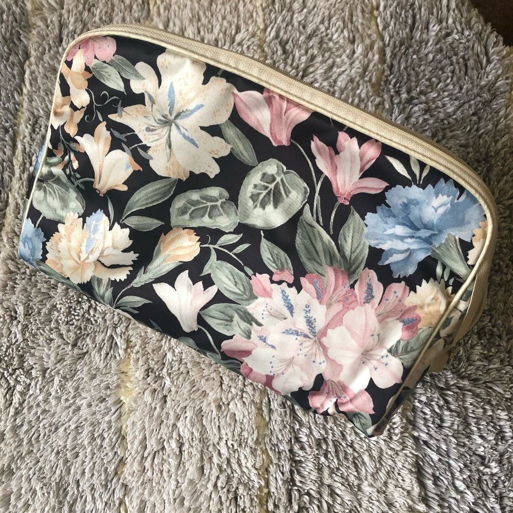 Christian Dior Makeup Bag Cosmetics Case Vintage 80s Floral